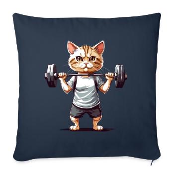 Muscular Cat Gym Humor Design - Sofa pillowcase 17,3'' x 17,3'' (45 x 45 cm) - navy - Front