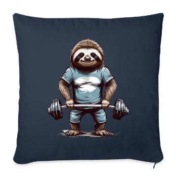 Paresseux Bodybuilder Gym Humour Design - Housse de coussin décorative 45 x 45 cm - bleu marine - Devant
