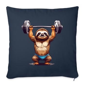 Faultier Bodybuilder Fitness Fun Design - Sofakissenbezug 45 x 45 cm - Navy - Vorne