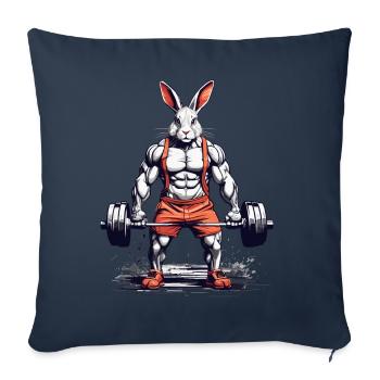 Lapin de remise en forme Bodybuilding Powerlifting Style - Housse de coussin décorative 45 x 45 cm - bleu marine - Devant