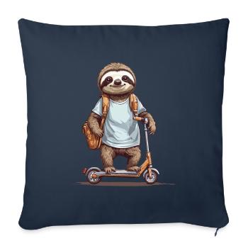 Faultier Schulkind Scooter Fun Design - Sofakissenbezug 45 x 45 cm - Navy - Vorne