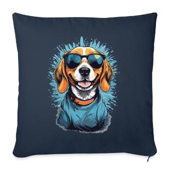 Cool Beagle Papa Famille Chien Chiens Amour - Housse de coussin décorative 45 x 45 cm - bleu marine - Devant