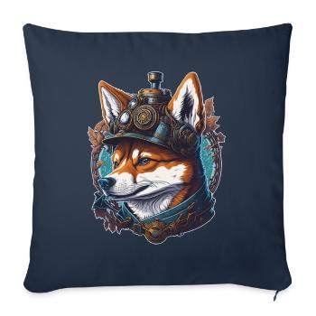 Retro Sci-Fi Shiba Steampunk Vintage Hund - Sofakissenbezug 45 x 45 cm - Navy - Vorne