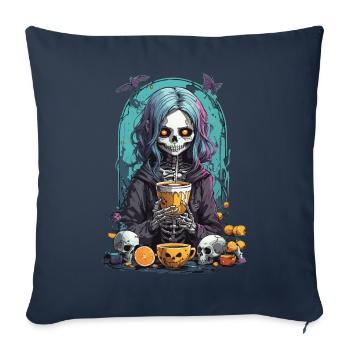 Crâne gothique pastel Dia de Muertos Design - Housse de coussin décorative 45 x 45 cm - bleu marine - Devant