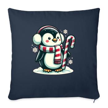 Pingouin Noël Animaux Pingouins mignons - Housse de coussin décorative 45 x 45 cm - bleu marine - Devant