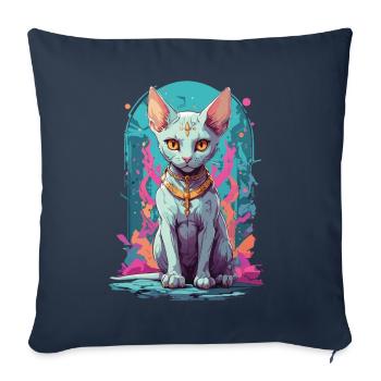 Kawaii Gothic Sphynx Cat Pastel Occult Design - Sofa pillowcase 17,3'' x 17,3'' (45 x 45 cm) - navy - Front