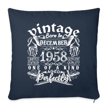 1958 Décembre 1958 anniversaire Décember 1958 - Housse de coussin décorative 45 x 45 cm - bleu marine - Devant