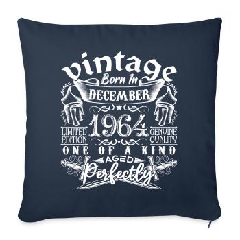 1964 December 1964 Birthday December 1964 - Sofa pillowcase 17,3'' x 17,3'' (45 x 45 cm) - navy - Front