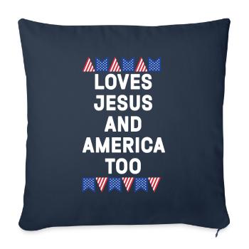 Loves Jesus and America Too God Christian - Sofa pillowcase 17,3'' x 17,3'' (45 x 45 cm) - navy - Front