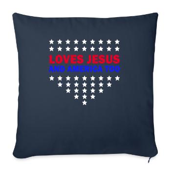 Loves Jesus and America Too God Christian - Sofa pillowcase 17,3'' x 17,3'' (45 x 45 cm) - navy - Front