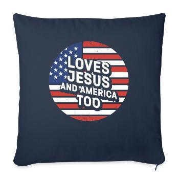 Loves Jesus and America Too God Christian - Sofa pillowcase 17,3'' x 17,3'' (45 x 45 cm) - navy - Front