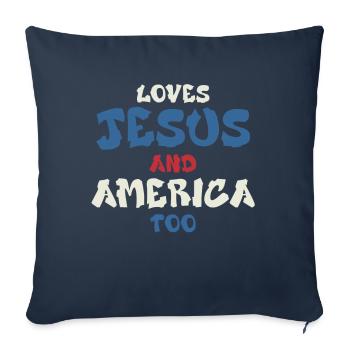 Loves Jesus and America Too God Christian - Sofa pillowcase 17,3'' x 17,3'' (45 x 45 cm) - navy - Front