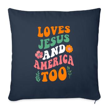 Loves Jesus and America Too God Christian - Sofa pillowcase 17,3'' x 17,3'' (45 x 45 cm) - navy - Front