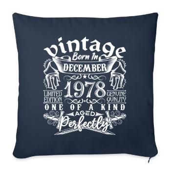1978 Décembre 1978 anniversaire Décember 1978 - Housse de coussin décorative 45 x 45 cm - bleu marine - Devant