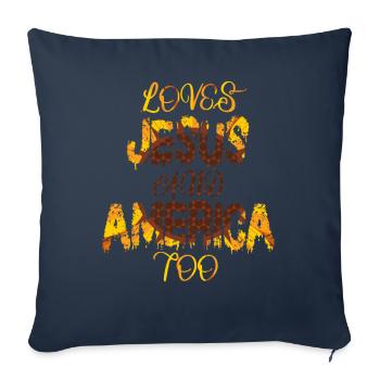Loves Jesus and America Too God Christian - Sofa pillowcase 17,3'' x 17,3'' (45 x 45 cm) - navy - Front