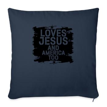Loves Jesus and America Too God Christian - Sofa pillowcase 17,3'' x 17,3'' (45 x 45 cm) - navy - Front