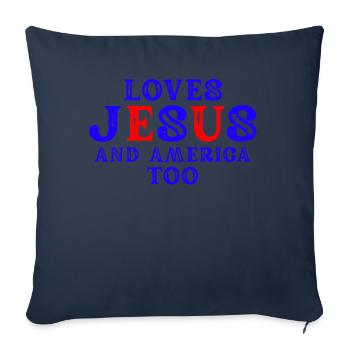 Loves Jesus and America Too God Christian - Sofa pillowcase 17,3'' x 17,3'' (45 x 45 cm) - navy - Front