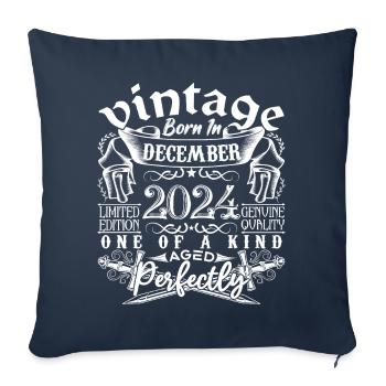 2024 Décembre 2024 anniversaire December 2024 - Housse de coussin décorative 45 x 45 cm - bleu marine - Devant