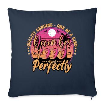 Décembre 1990 anniversaire 1990 Décembre 1990 - Housse de coussin décorative 45 x 45 cm - bleu marine - Devant