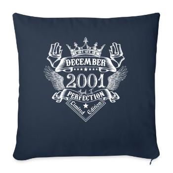 Décembre 2001 | Décembre 2001 anniversaire 2001 - Housse de coussin décorative 45 x 45 cm - bleu marine - Devant