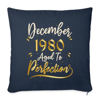 Décembre 1980 Décembre anniversaire December 1980 - Housse de coussin décorative 45 x 45 cm - bleu marine - Devant