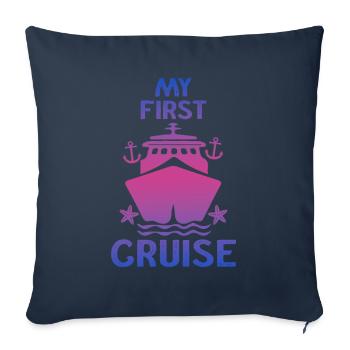 Mes premières vacances en famille - amusantes et excitantes - Housse de coussin décorative 45 x 45 cm - bleu marine - Devant