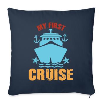 Mes premières vacances en famille - amusantes et excitantes - Housse de coussin décorative 45 x 45 cm - bleu marine - Devant