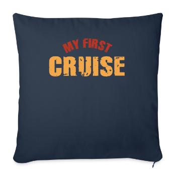 Mes premières vacances en famille - amusantes et excitantes - Housse de coussin décorative 45 x 45 cm - bleu marine - Devant
