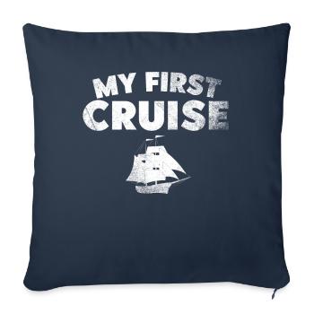 Mes premières vacances en famille - amusantes et excitantes - Housse de coussin décorative 45 x 45 cm - bleu marine - Devant