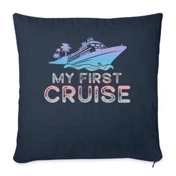 Mes premières vacances en famille - amusantes et excitantes - Housse de coussin décorative 45 x 45 cm - bleu marine - Devant