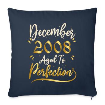 Décembre 2008 Décembre anniversaire December 2008 - Housse de coussin décorative 45 x 45 cm - bleu marine - Devant