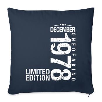 Décembre 1978 Décembre anniversaire December 1978 - Housse de coussin décorative 45 x 45 cm - bleu marine - Devant