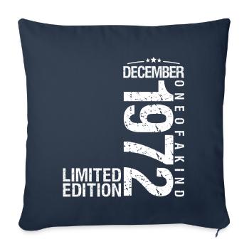 Décembre 1972 Décembre anniversaire December 1972 - Housse de coussin décorative 45 x 45 cm - bleu marine - Devant