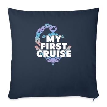 Mes premières vacances en famille - amusantes et excitantes - Housse de coussin décorative 45 x 45 cm - bleu marine - Devant