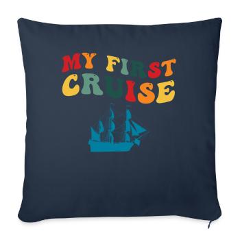 Mes premières vacances en famille - amusantes et excitantes - Housse de coussin décorative 45 x 45 cm - bleu marine - Devant