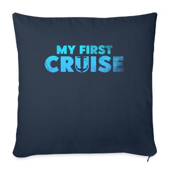 Mes premières vacances en famille - amusantes et excitantes - Housse de coussin décorative 45 x 45 cm - bleu marine - Devant