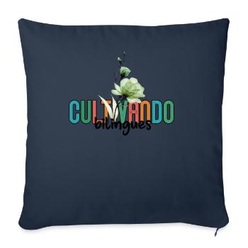 Cultivando Bilingües Vêtements de professeur d’espagnol - Housse de coussin décorative 45 x 45 cm - bleu marine - Devant