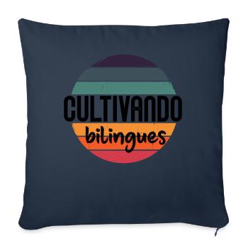 Cultivando Bilingües Vêtements de professeur d’espagnol - Housse de coussin décorative 45 x 45 cm - bleu marine - Devant