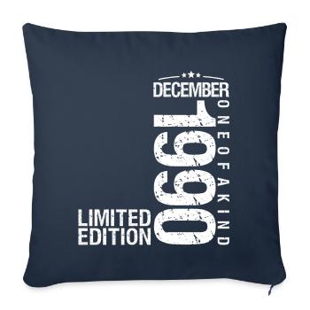 Décembre 1990 Décembre anniversaire December 1990 - Housse de coussin décorative 45 x 45 cm - bleu marine - Devant