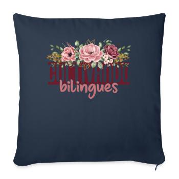 Cultivando Bilingües Vêtements de professeur d’espagnol - Housse de coussin décorative 45 x 45 cm - bleu marine - Devant