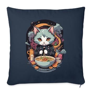 Cat Ramen Love Japanese Noodle Soup Design - Sofa pillowcase 17,3'' x 17,3'' (45 x 45 cm) - navy - Front
