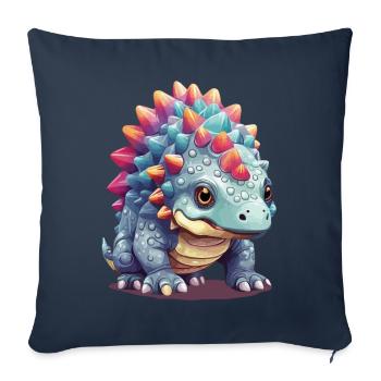 Mignon Pastel Ankylosaurus Dino Comic - Housse de coussin décorative 45 x 45 cm - bleu marine - Devant