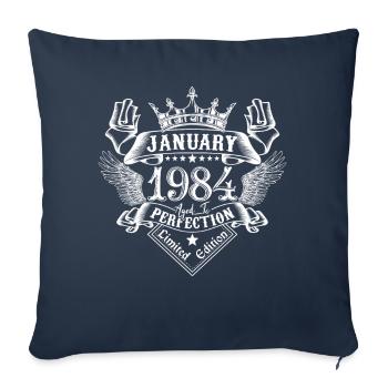 Janvier 1984 | Janvier 1984 anniversaire 1984 - Housse de coussin décorative 45 x 45 cm - bleu marine - Devant