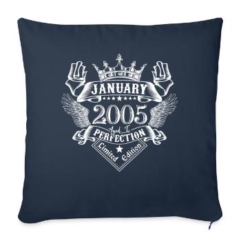 Janvier 2005 | Janvier 2005 anniversaire 2005 - Housse de coussin décorative 45 x 45 cm - bleu marine - Devant