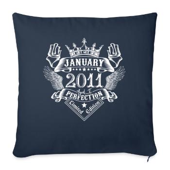 Janvier 2011 | Janvier 2011 anniversaire 2011 - Housse de coussin décorative 45 x 45 cm - bleu marine - Devant