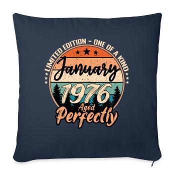 Janvier 1976 anniversaire 1976 légendes Janvier - Housse de coussin décorative 45 x 45 cm - bleu marine - Devant