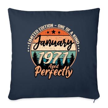 Janvier 1971 anniversaire 1971 légendes Janvier - Housse de coussin décorative 45 x 45 cm - bleu marine - Devant
