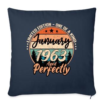 Janvier 1963 anniversaire 1963 légendes Janvier - Housse de coussin décorative 45 x 45 cm - bleu marine - Devant