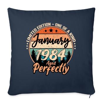 Janvier 1984 anniversaire 1984 légendes Janvier - Housse de coussin décorative 45 x 45 cm - bleu marine - Devant