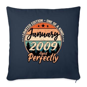 Janvier 2009 anniversaire 2009 légendes Janvier - Housse de coussin décorative 45 x 45 cm - bleu marine - Devant